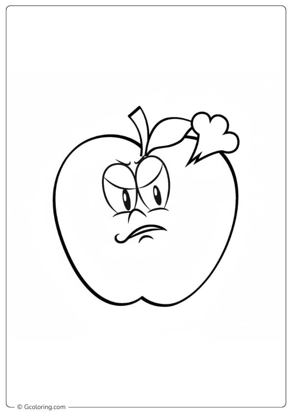 Apple coloring page angry apple cartoon