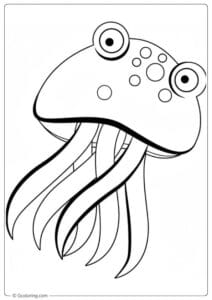 Basic outline jellyfish coloring page of ocean animals