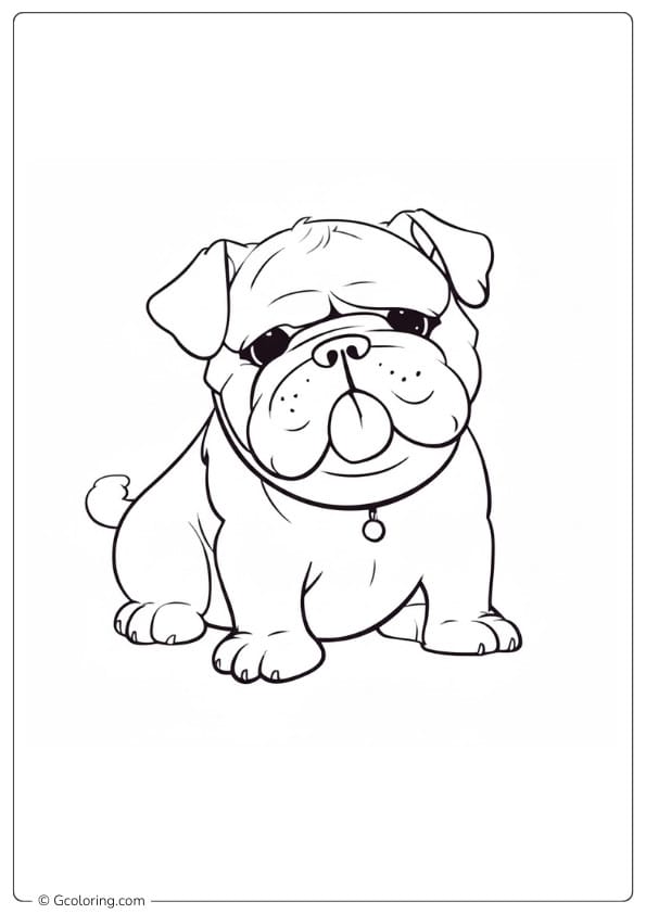 Bulldog coloring page cute bulldog puppy sitting