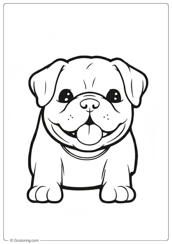 Bulldog coloring page cute cartoon bulldog smiling