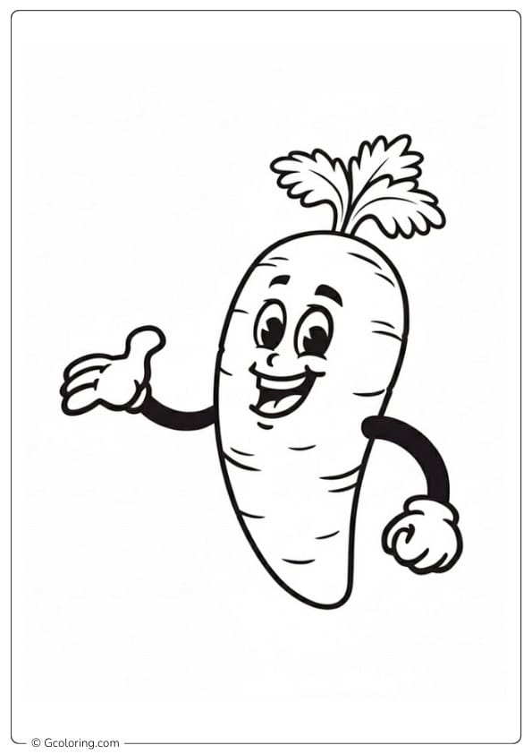 Carrot coloring page smiling cartoon carrot