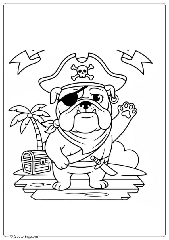 Chef bulldog coloring page cooking in the kitchen