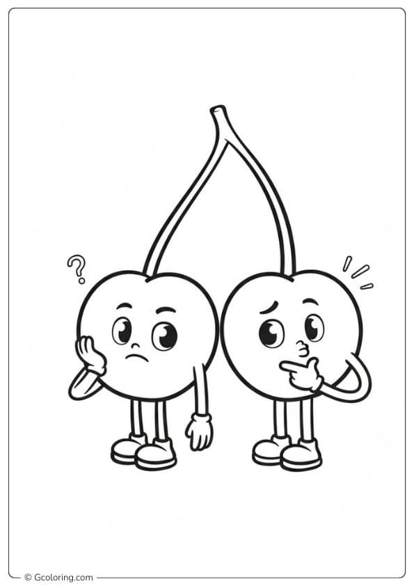 Cherry coloring pages funny cherry characters