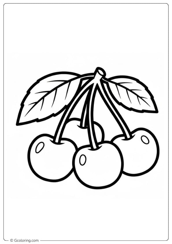 Cherry coloring pages with realistic cherry outlines
