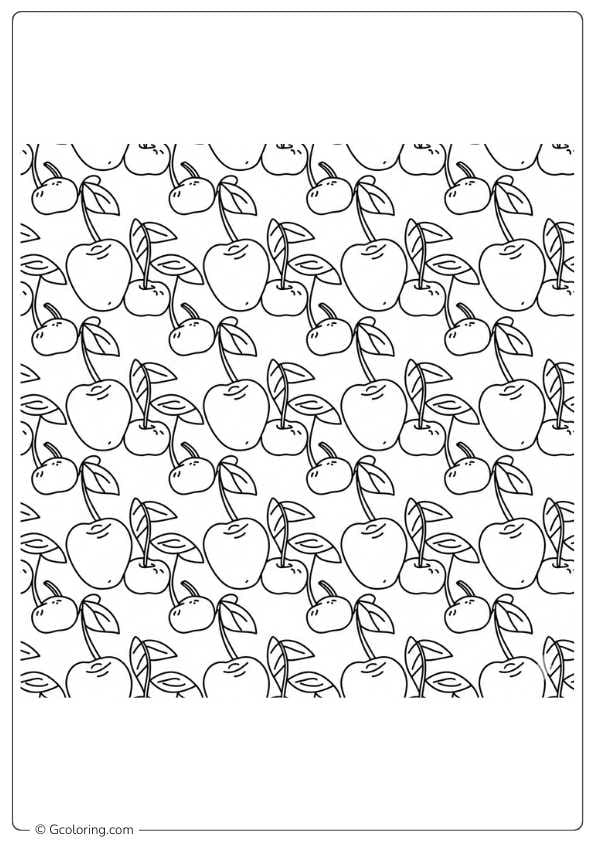 Cherry coloring pages with repeating cherry pattern