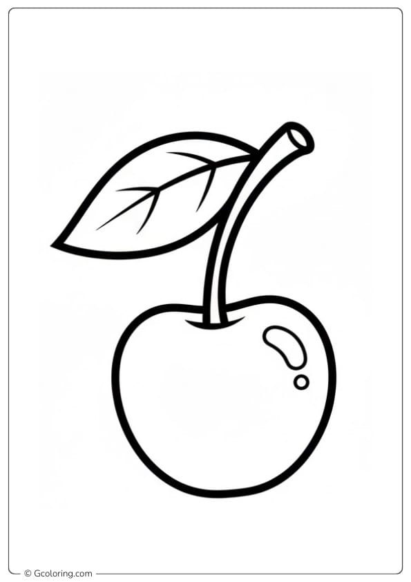 Cherry coloring pages with single cherry outline