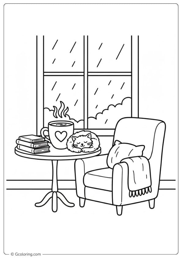 Coffee Coloring Pages Cozy Coffee Time