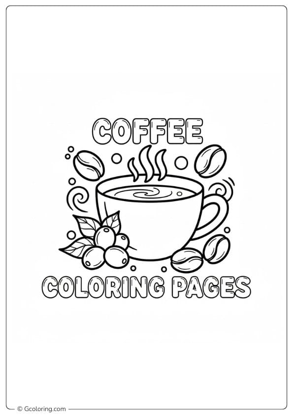 Coffee Coloring Pages with Coffee Beans