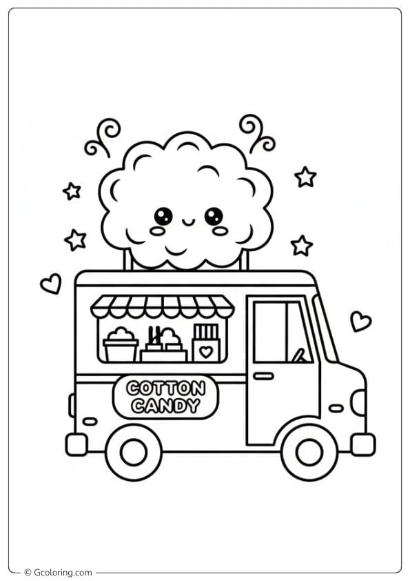 Cotton Candy Coloring Page Fair Truck