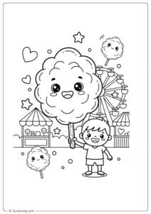 Cotton Candy Coloring Page Festival Scene