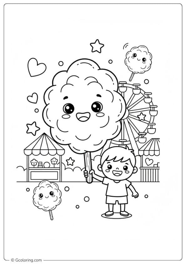 Cotton Candy Coloring Page Festival Scene