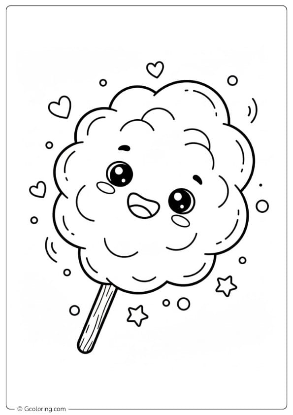 Cotton Candy Coloring Page Kids Friendly