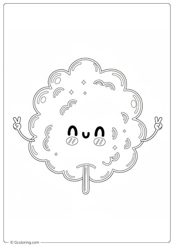 Cotton candy coloring page happy cotton candy with arms raised