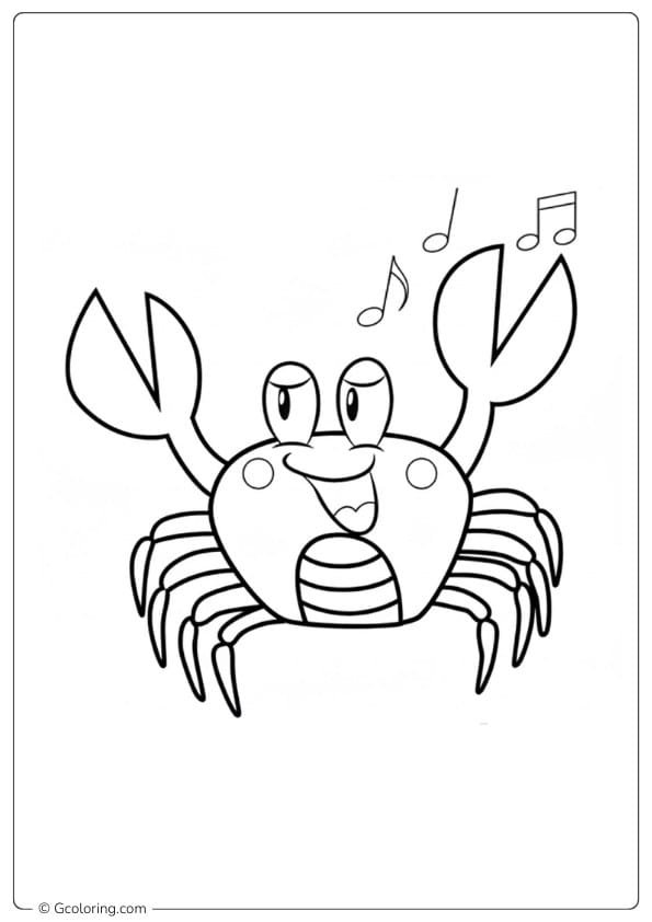 Crab coloring pages funny crab with music notes