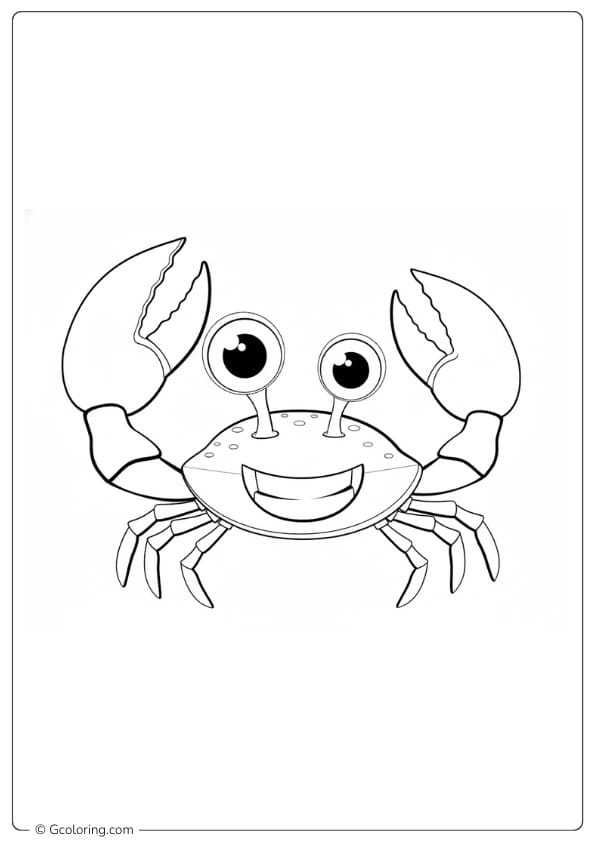 Crab coloring pages happy crab cartoon style