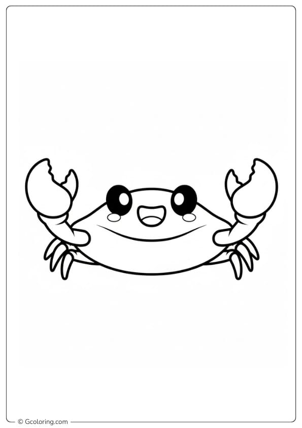Crab coloring pages smiling crab front view