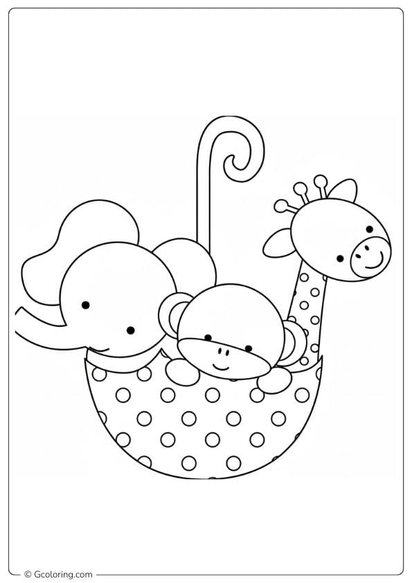 Cute Baby Safari Animals Coloring Pages