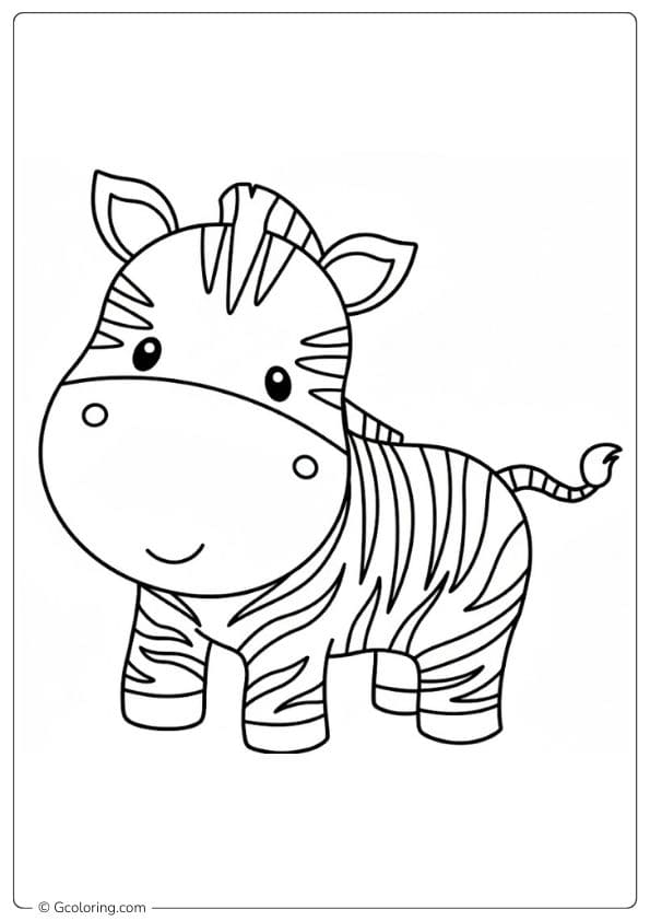 Cute Baby Zebra Jungle Animals Coloring Pages