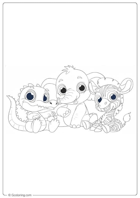 Cute Baby Zebra Safari Animals Coloring Pages