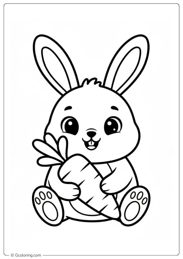 Cute Bunny with Carrot Coloring Page