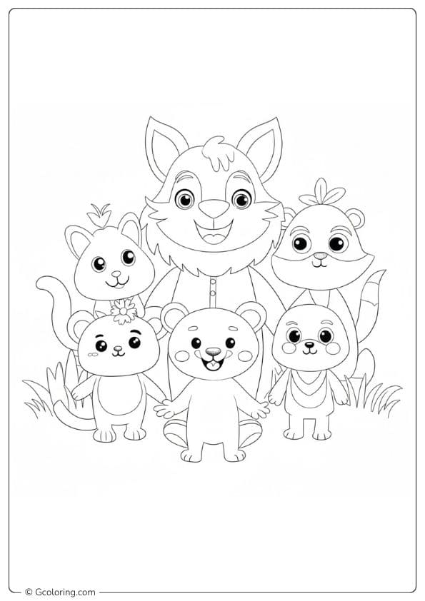 Cute Group of Forest Animals Coloring Pages