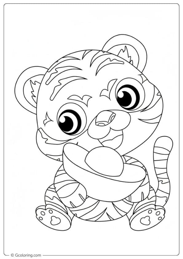 Cute Little Tiger Safari Animals Coloring Pages