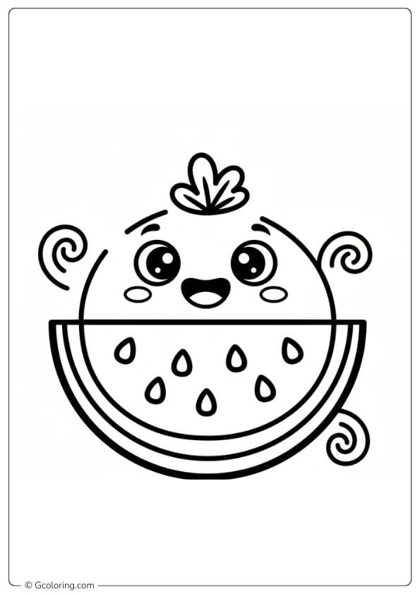 Cute Watermelon Coloring Page for Kids