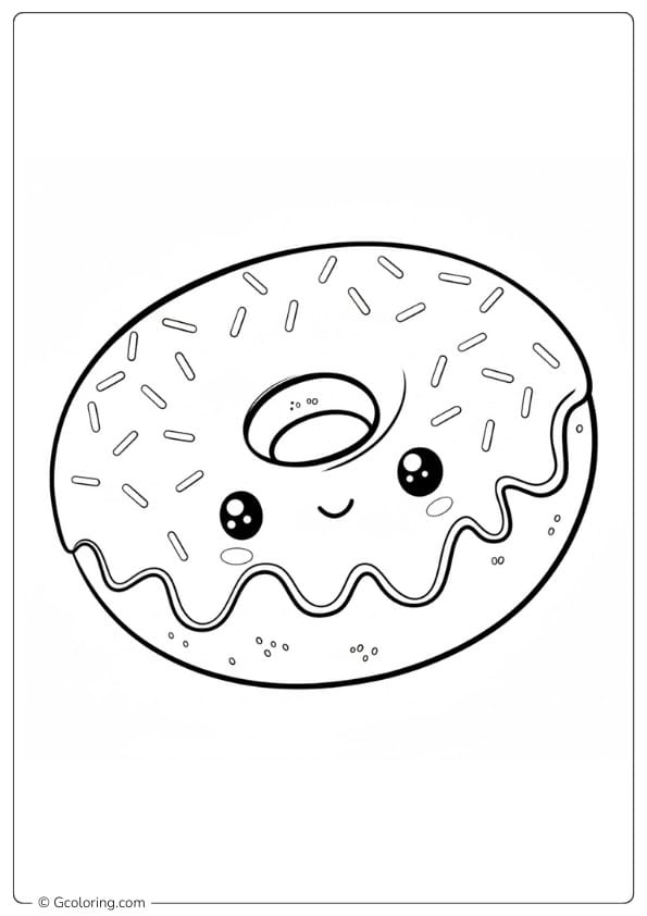 Donut coloring page cute donut cartoon