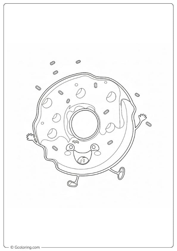 Donut coloring page cute donut with sprinkles