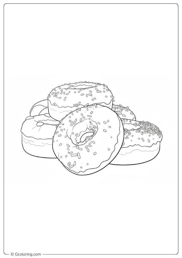 Donut coloring page donuts stack dessert
