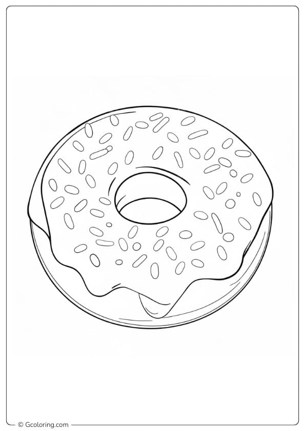 Donut coloring page large sprinkled donut