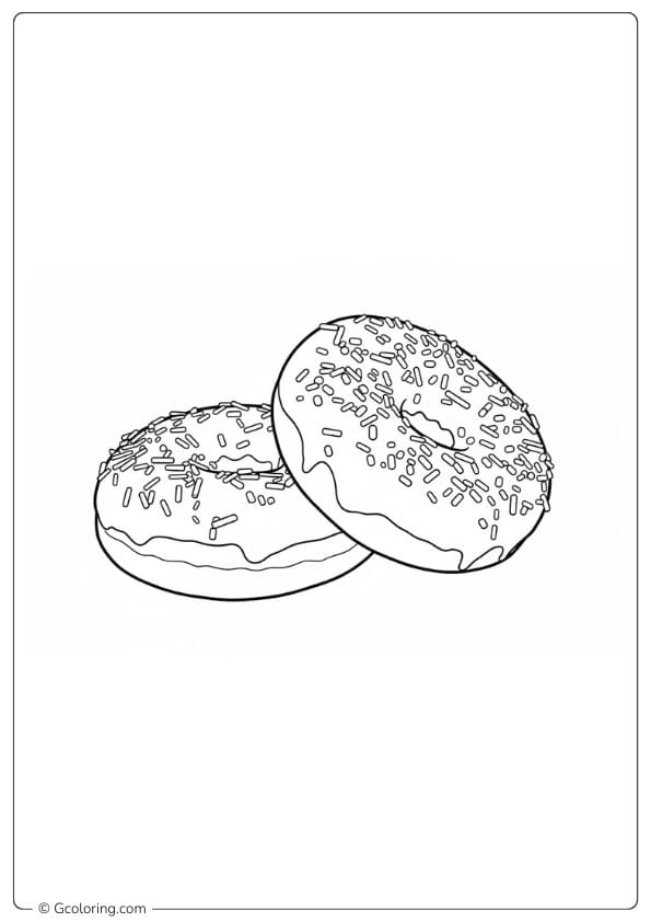 Donut coloring page simple classic donut