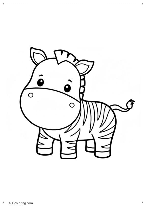 Easy Outline Zebra for Kids Safari Animals Coloring Pages
