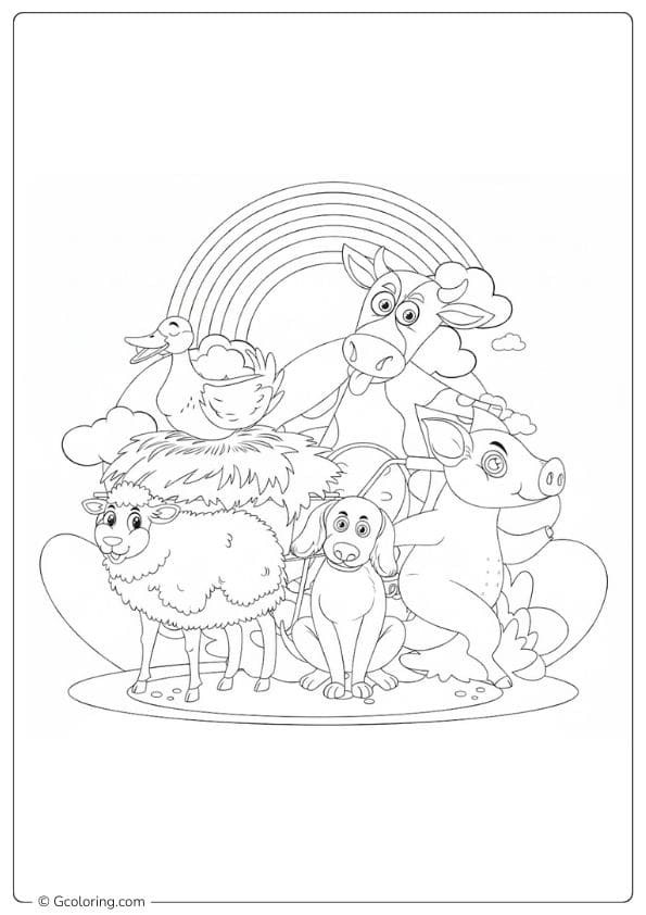 Farm Animals Coloring Pages Happy Barnyard Friends