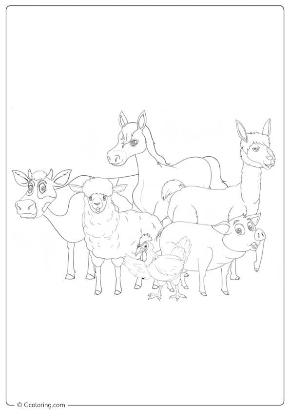 Friendly Farm Animals Coloring Pages for Kids