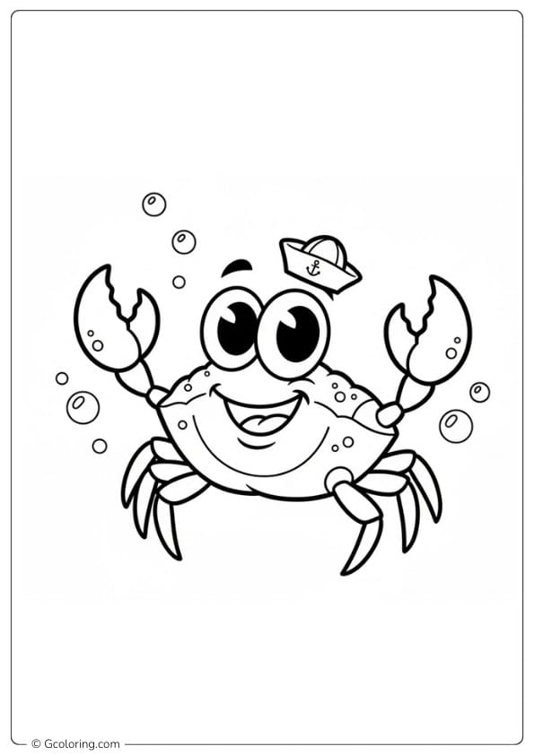 Funny cartoon crab coloring pages