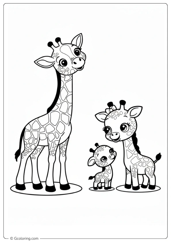 Giraffe Family Coloring Pages