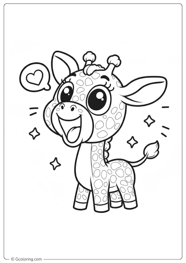 Giraffe with Sweet Pose Coloring Pages