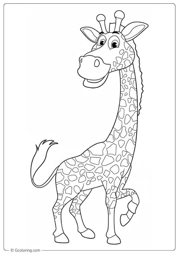 Happy Cartoon Giraffe Coloring Pages