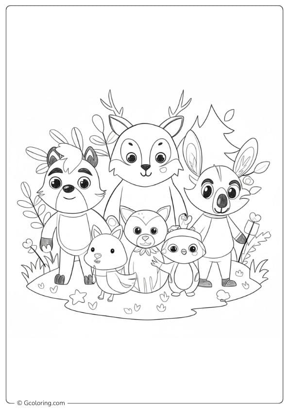 Happy Friends Forest Animals Coloring Pages