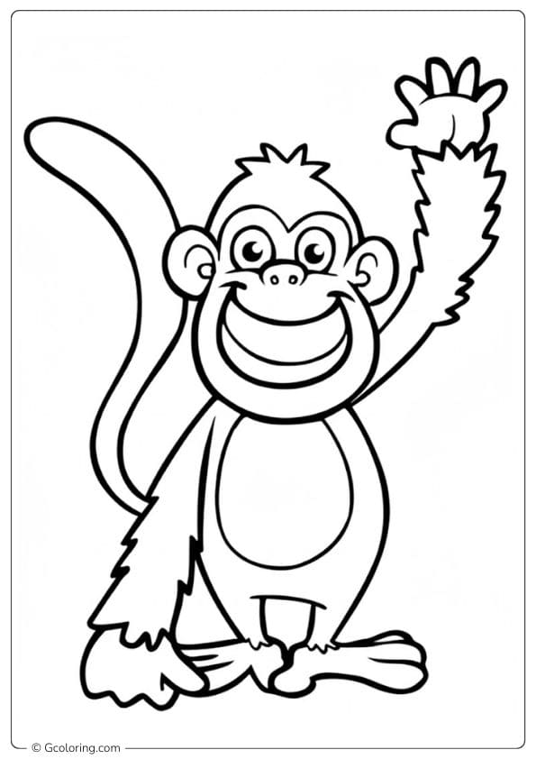 Happy Monkey Safari Animals Coloring Pages