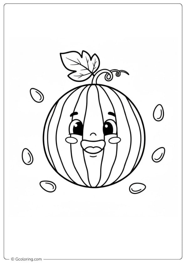 Happy Watermelon Coloring Page