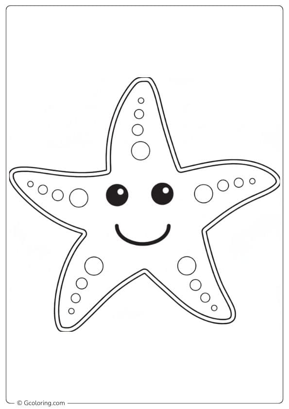 Happy little starfish a coloring page of ocean animals