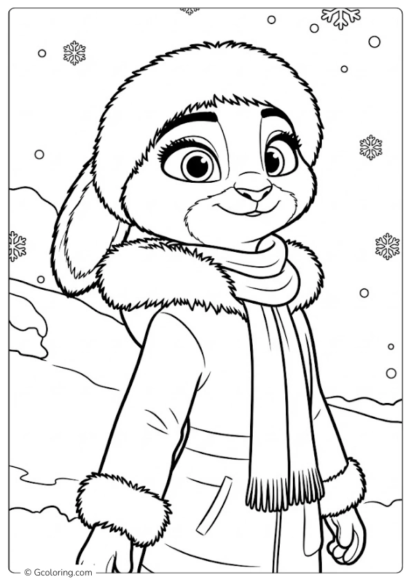 Judy Hopps in winter clothing Coloring Pages
