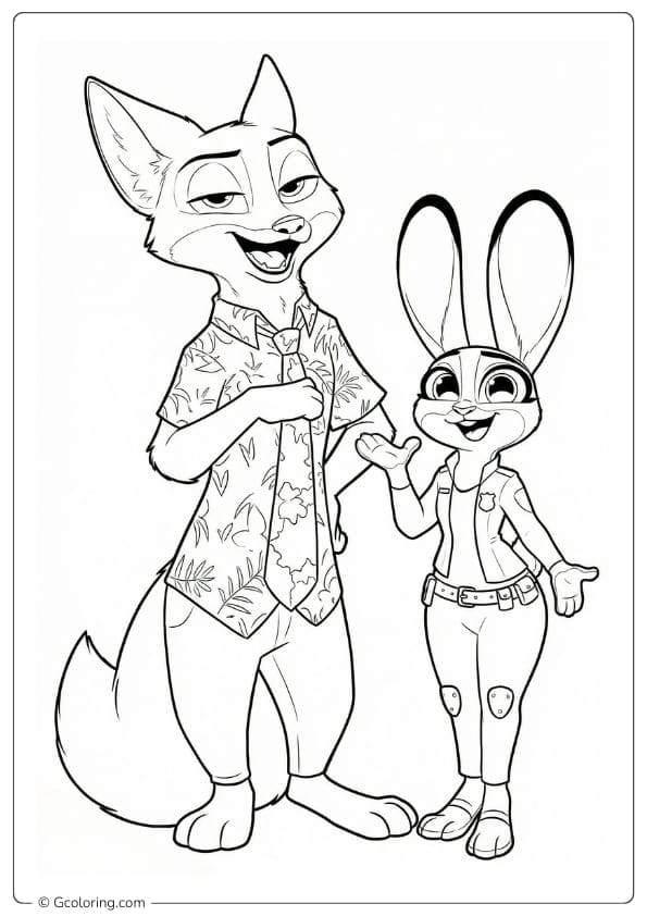 Judy and Nick in Zootopia 2 Coloring Pages