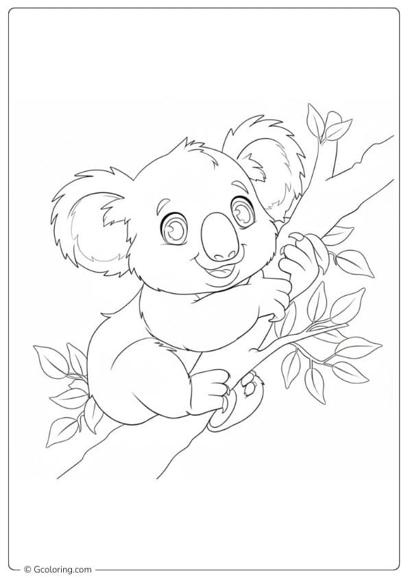 Koala Climbing Tree Coloring Pages