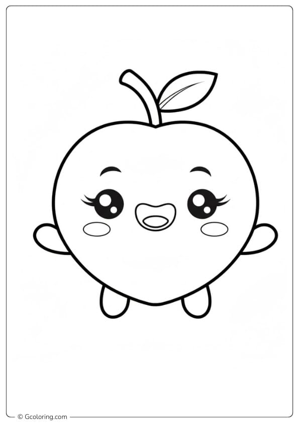 Peach coloring page kawaii peach character for kids