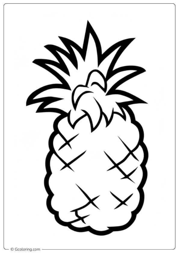 Pineapple coloring page bold outline pineapple fruit