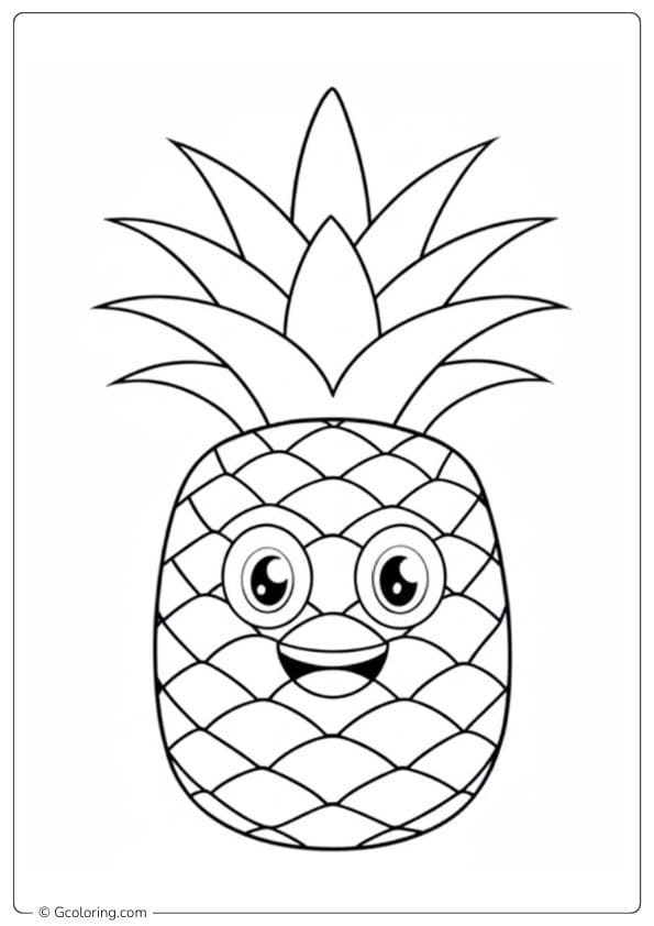 Pineapple coloring page cute pineapple face simple outline