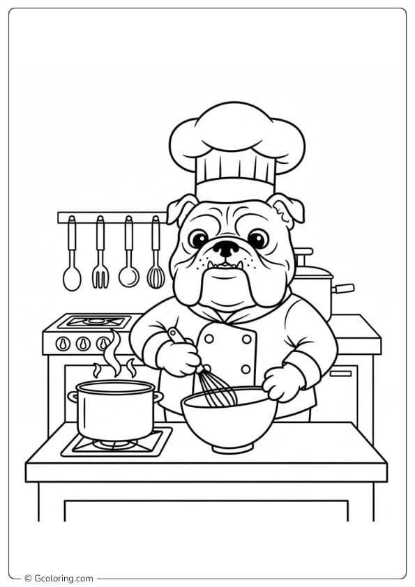 Pirate bulldog coloring page with eye patch